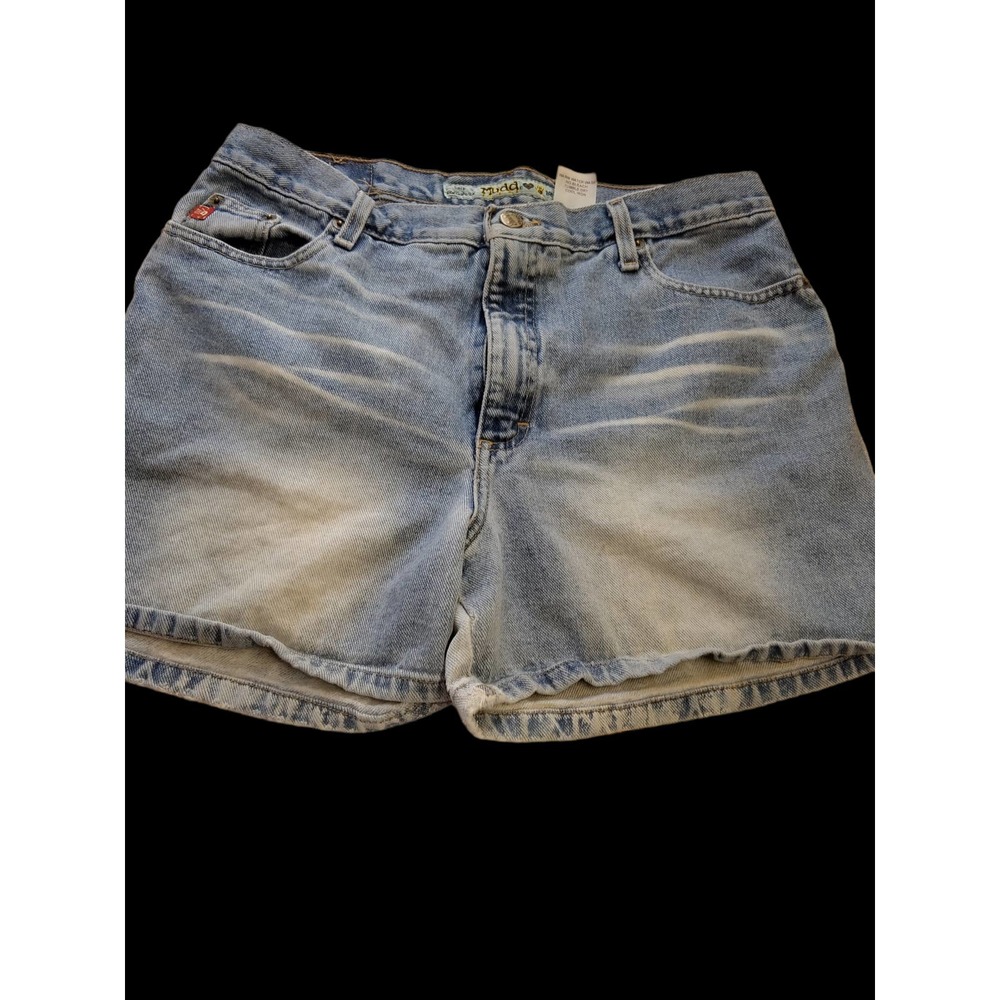 Vintage 90s Y2K Mudd Denim Shorts Light Wash High Waist Size 16 1/2